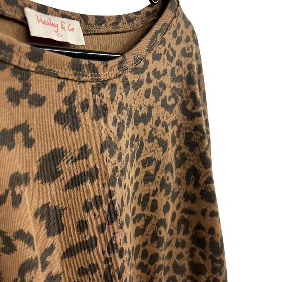 Animal Print Smocked Blouse‎ Hailey & Co Leopard Chic Boho Small - Picture 3 of 6
